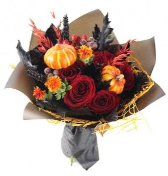 Halloween Dark Bouquet with Pumpkin - Florist London