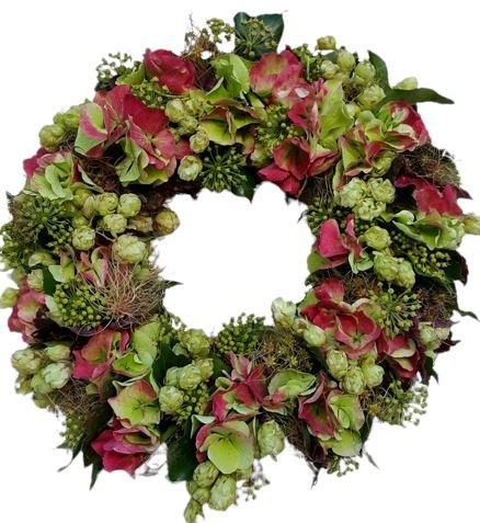 Hydrangea and Hops Autumn Wreath - Florist London