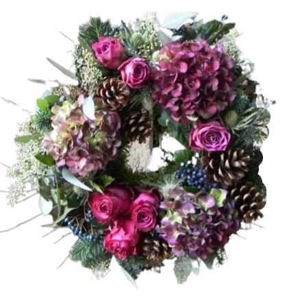 Hydrangea and Roses Christmas Wreath - Florist London