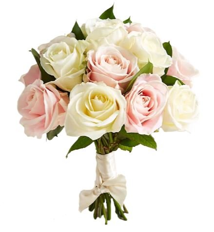 Light Pink and Ivory Roses Wedding Bouquet - Florist London