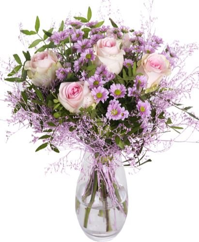 Light Pink Roses and Chrysanthemum in Vase - Florist London