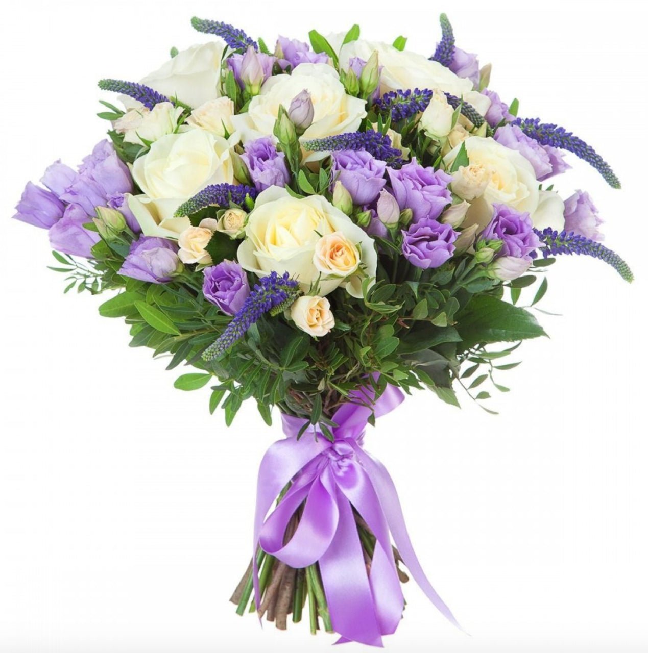 Lisianthus and White Roses Bouquet - Florist London