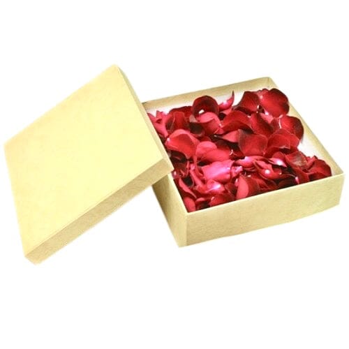 Loose Red Roses Petals Square Box - Florist London