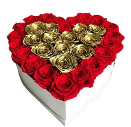 Luxury Red and Gold Roses Box - Florist London