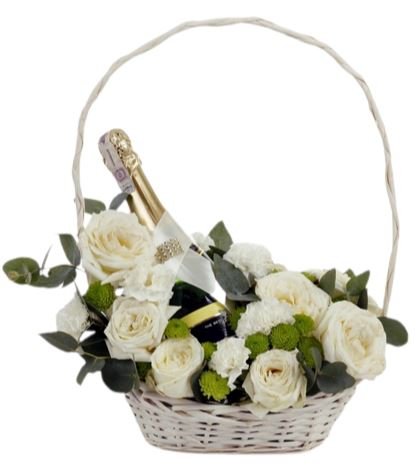 Luxury White Hamper with Roses - Florist London