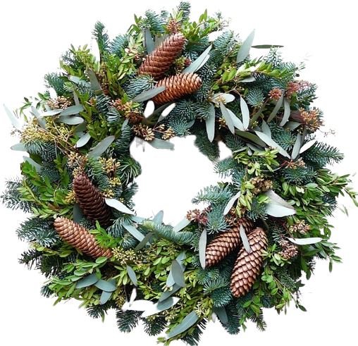 Natural Door Wreath with Cones - Florist London