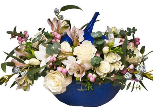 Navy Pumpkin Flower Arrangement