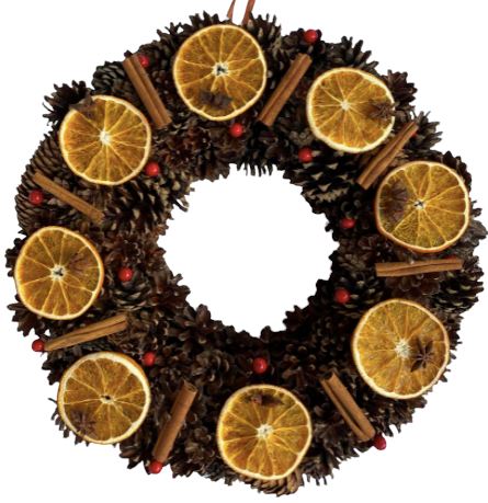 Orange and Cones Christmas Wreath