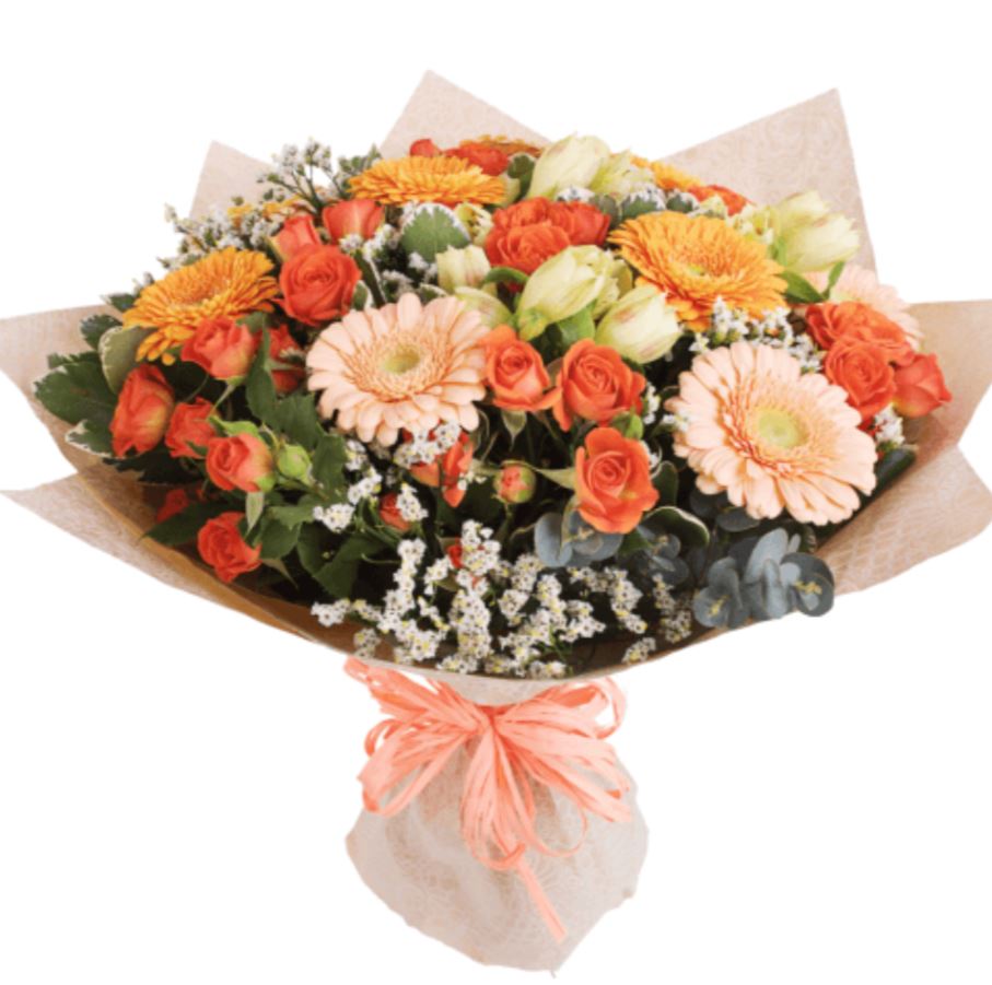 Orange and Peach Flower Bouquet - Florist London