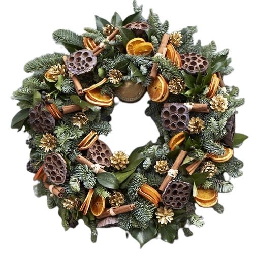 Orange Festive Christmas Wreath - Florist London