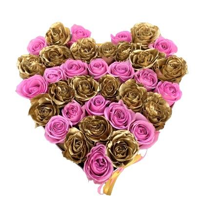 Pink and Gold Roses Box - Florist London