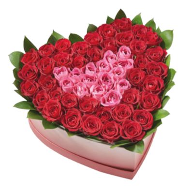 Pink and Red Roses Heart - Florist London