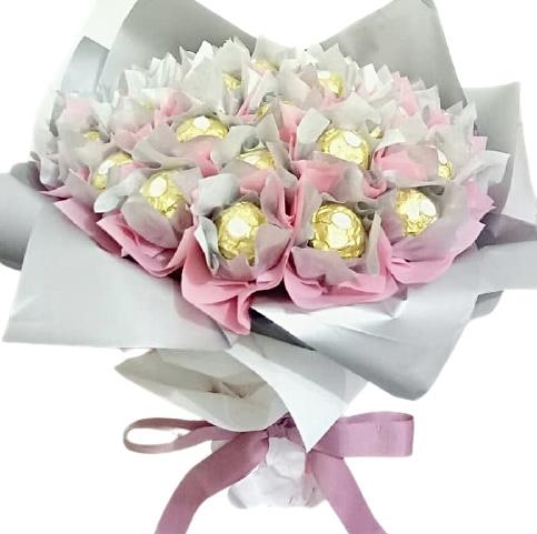 Pink and Silver Candy Bouquet - Florist London