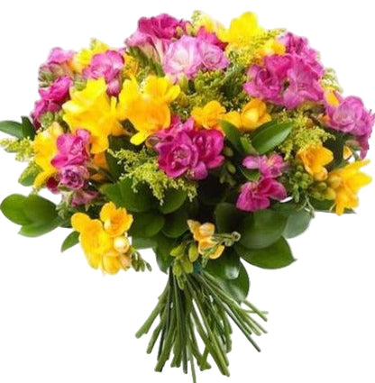 Pink and Yellow Freesia Bouquet