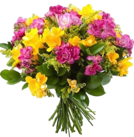 Pink and Yellow Freesia Bouquet
