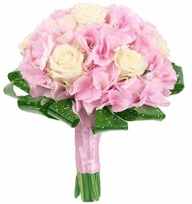 Pink Hydrangea with Roses Wedding Bouquet - Florist London