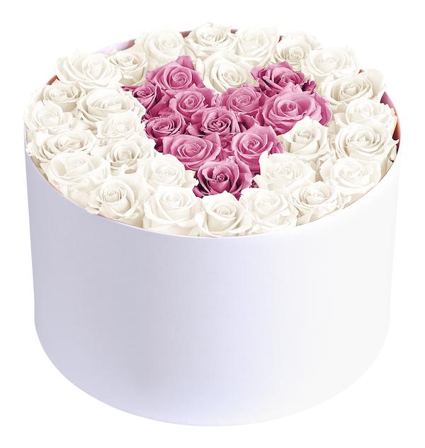 Pink in White Roses Box - Florist London