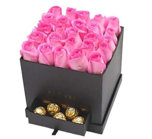Pink Roses and Chocolate Secret Box - Florist London