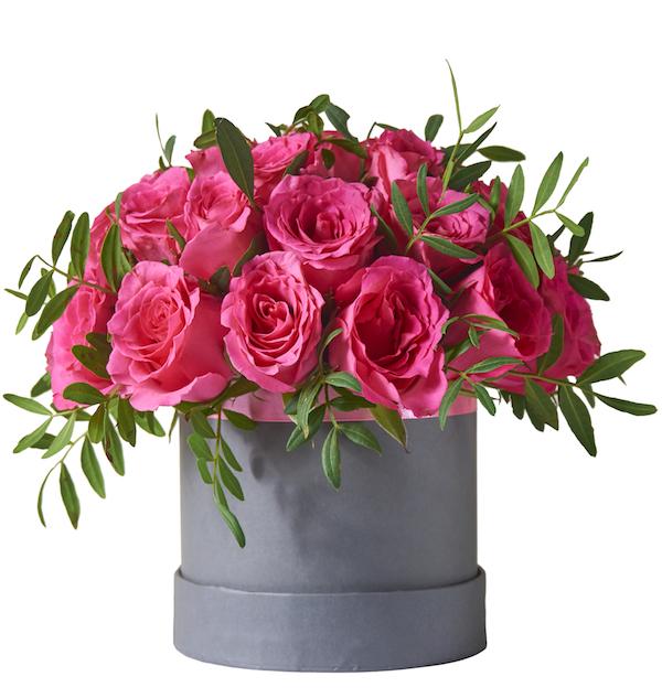 Pink Roses with Greenery Box - Florist London