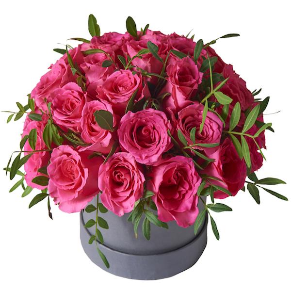 Pink Roses with Greenery Box - Florist London