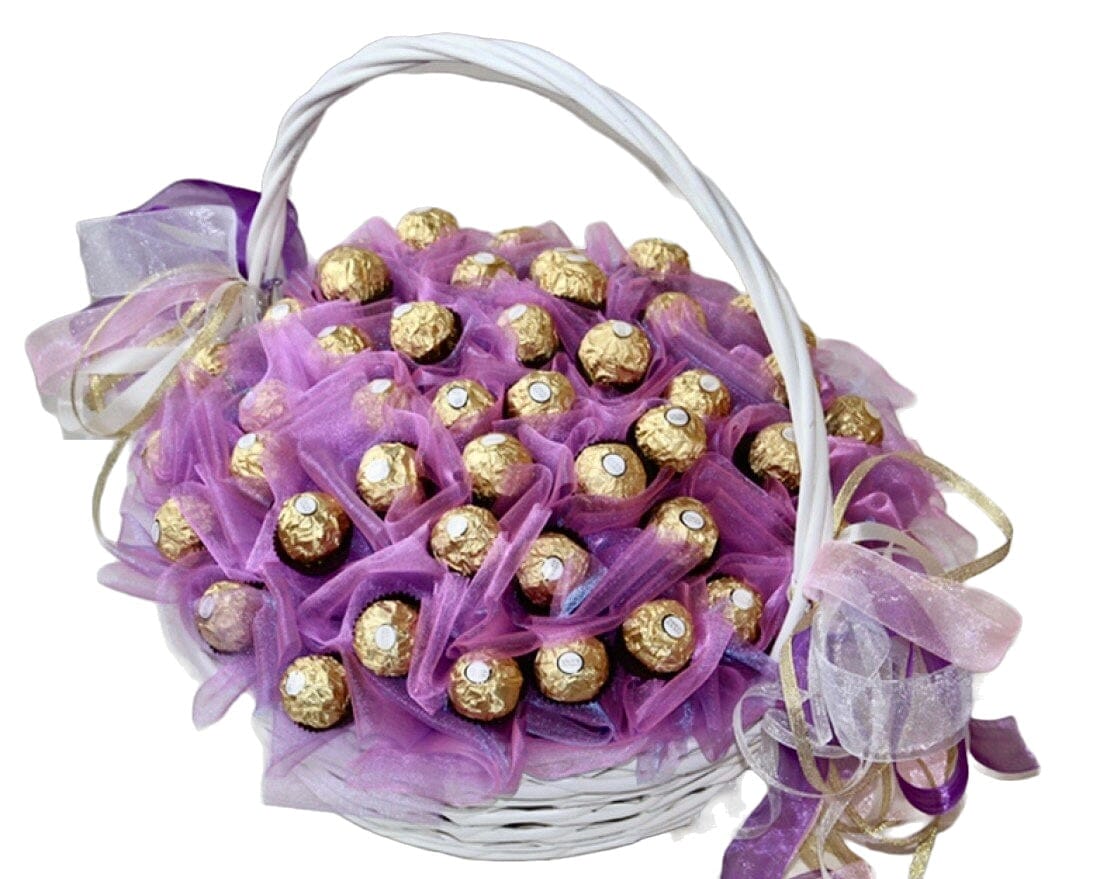 Purple Chocolate Basket Arrangement - Florist London