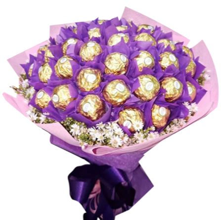 Purple Chocolate Bouquet with Tanacetum - Florist London