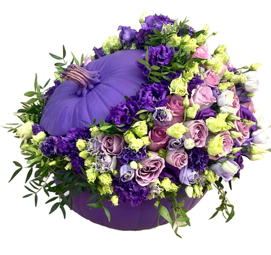 Purple Flowers in Pumpkin