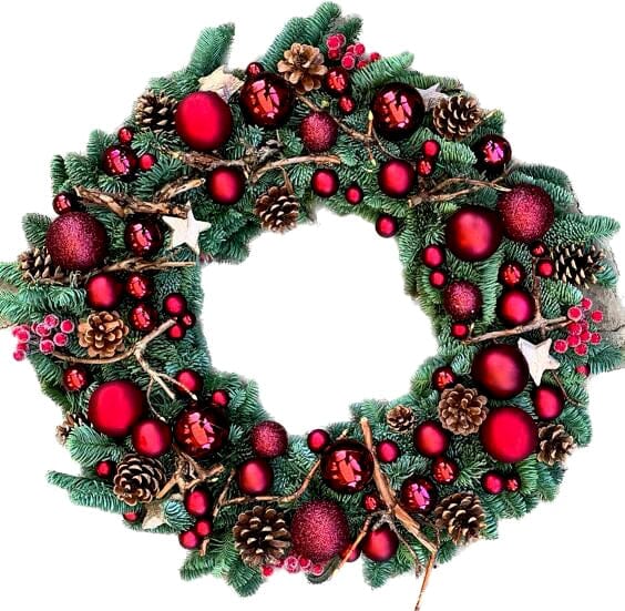 Red and Burgundy Holiday Door Wreath - Florist London