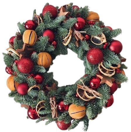 Red and Orange Christmas Wreath - Florist London