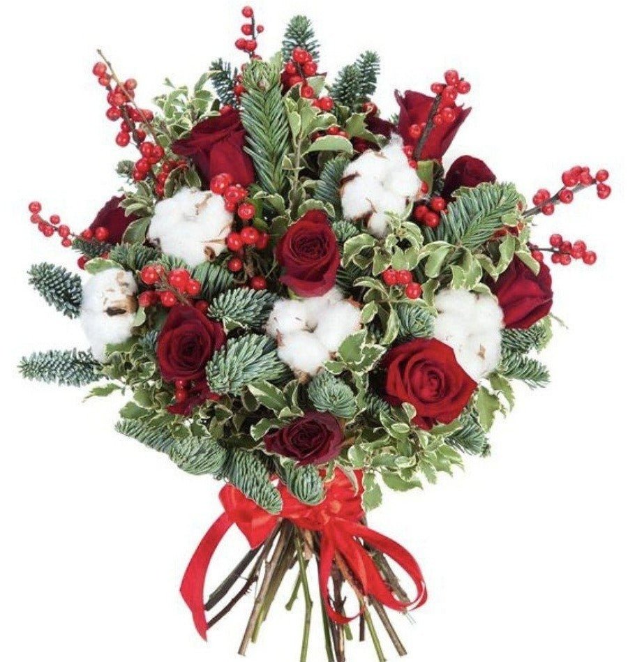 Red and White Christmas Bouquet - Florist London