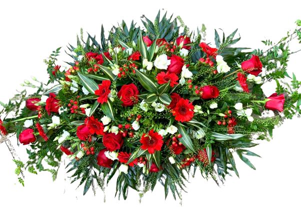 Red and White Funeral Spray