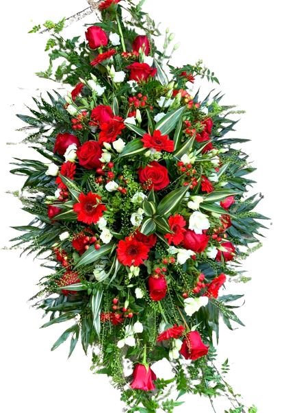 Red and White Funeral Spray - Florist London