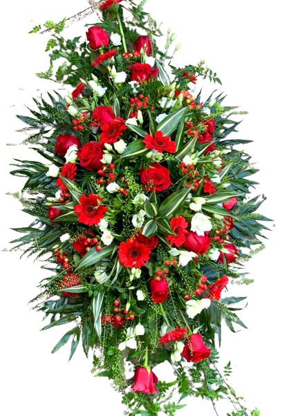 Red and White Funeral Spray