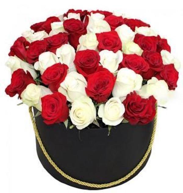 Red and White Roses Box - Florist London