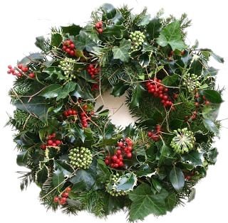 Red Berry and English Ivy Door Wreath - Florist London