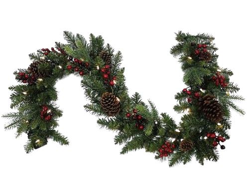 Red Berry Garland with Lights