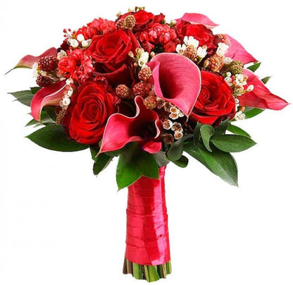 Red Colors Wedding Bouquet - Florist London