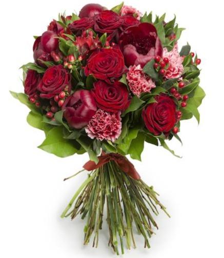 Red Roses with Peonies Bouquet - Florist London