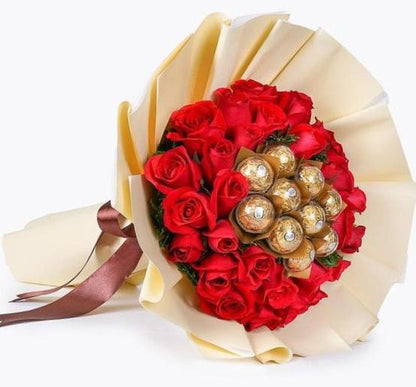 Romantic Roses and Chocolates Bouquet - Florist London