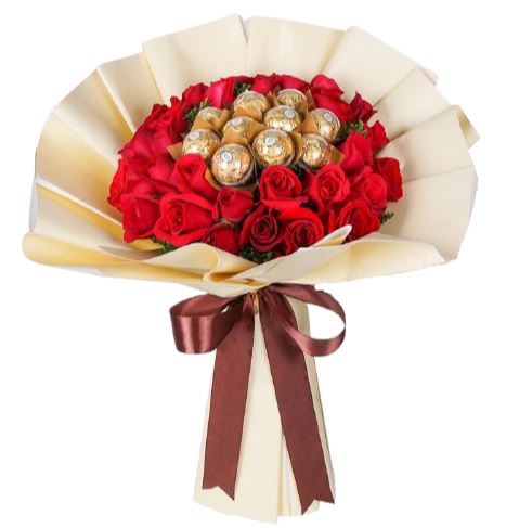 Romantic Roses and Chocolates Bouquet - Florist London