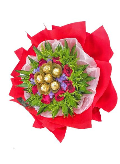 Roses, Limonium and Chocolates Bouquet - Florist London