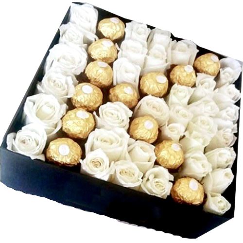 Roses with Chocolate Letter