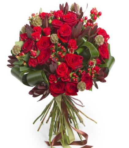 Roses with Leucodendron