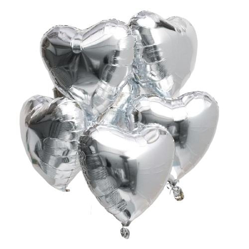 Silver Hearts Gift Helium Balloons - Florist London