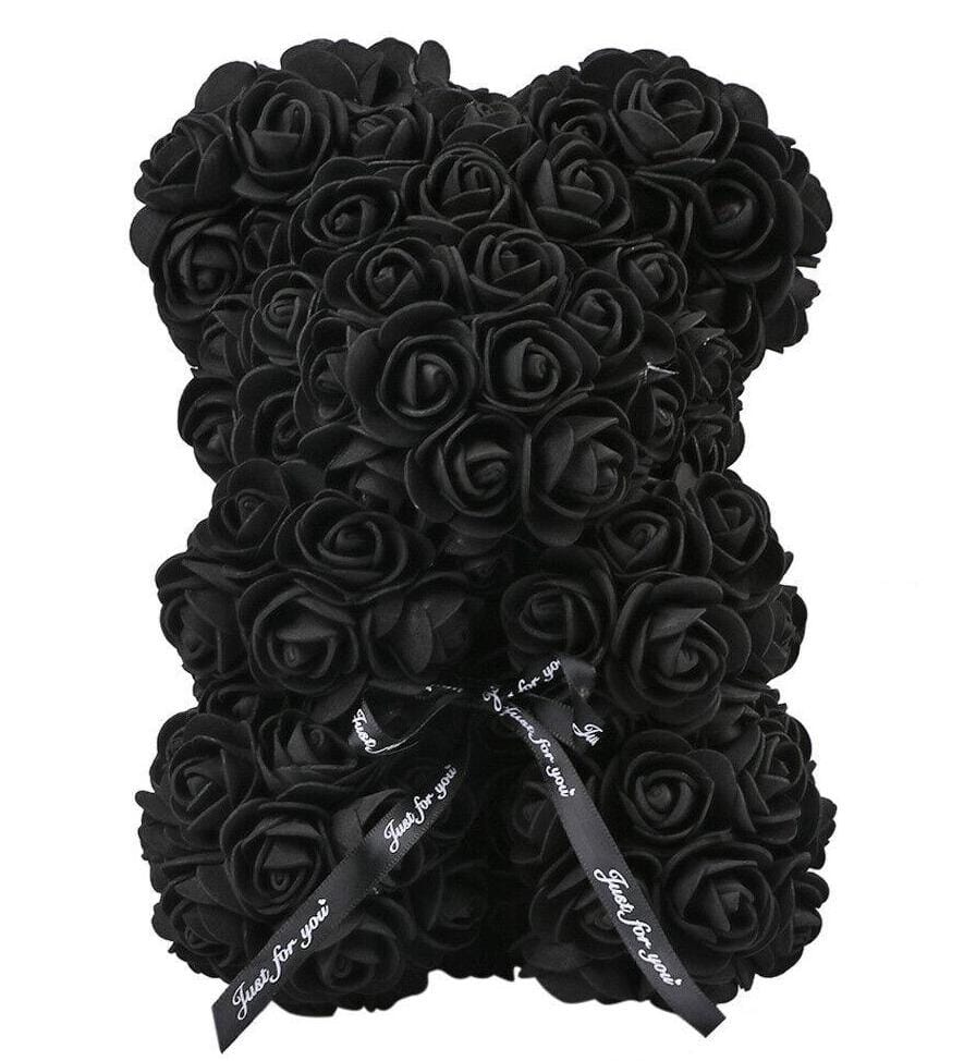 Small Black Rose Flower Teddy Bear - Florist London
