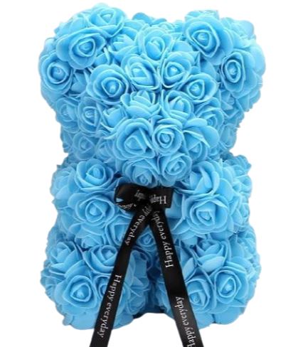 Small Blue Rose Flower Bear - Florist London