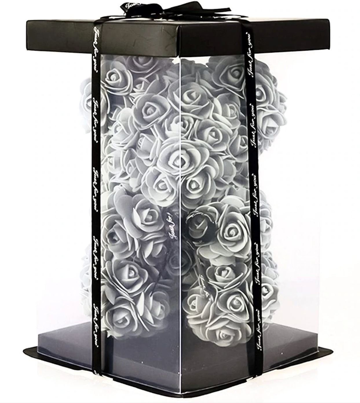 Small Gray Rose Flower Bear - Florist London