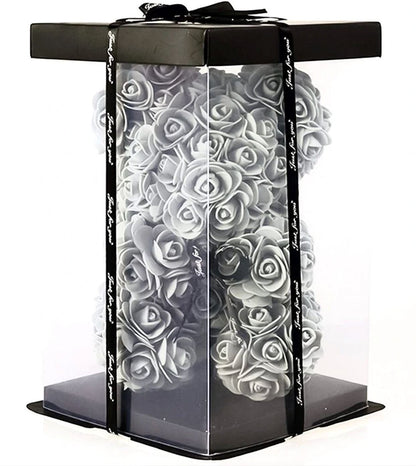 Small Gray Rose Flower Bear - Florist London