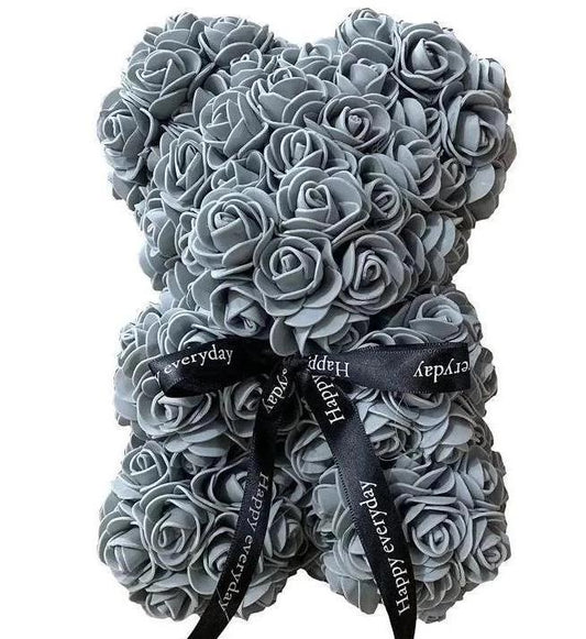 Small Gray Rose Flower Bear