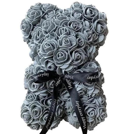 Small Gray Rose Flower Bear - Florist London